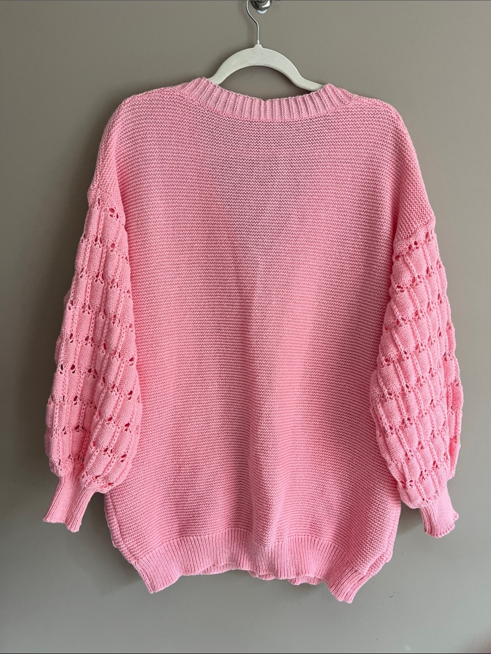 SHEIN 3D Floral Patch V Neck Button Down Cardigan Pink Sweater size 1X - Picture 9 of 14